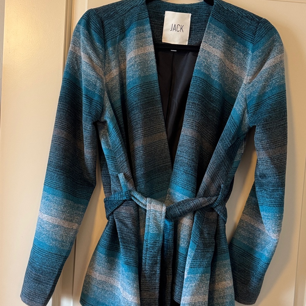 Jack by BB Dakota Women's Teal and Gray Open Front Sweater